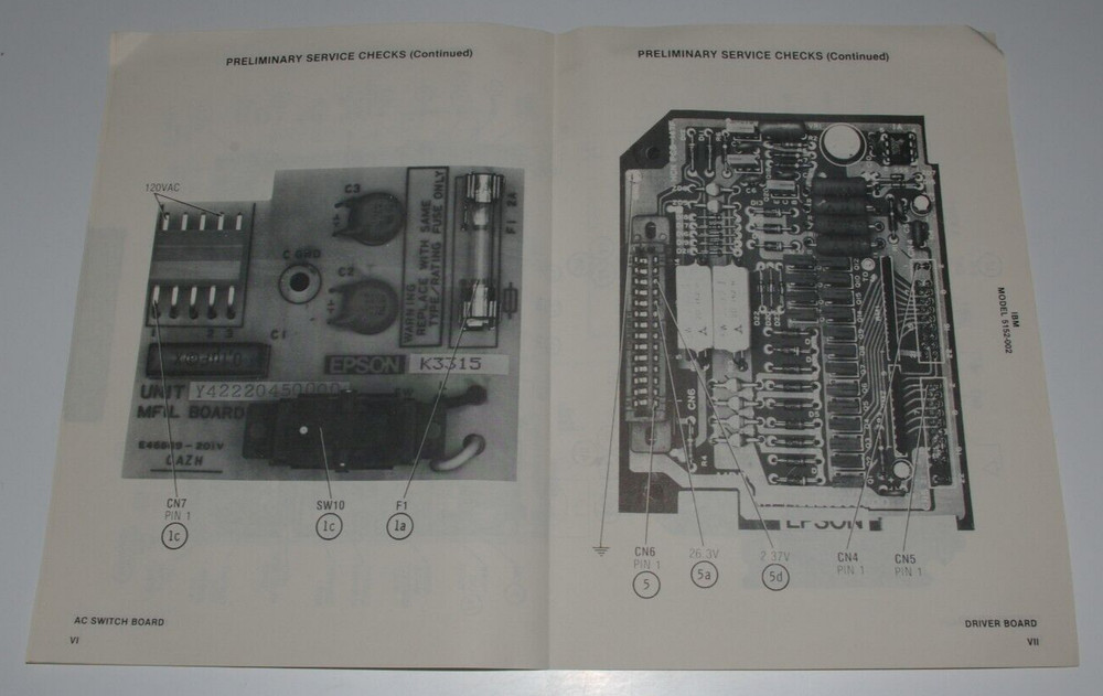 SAMS Computer Facts CP3 IBM Printer Model 5152-002 Technical Service Data