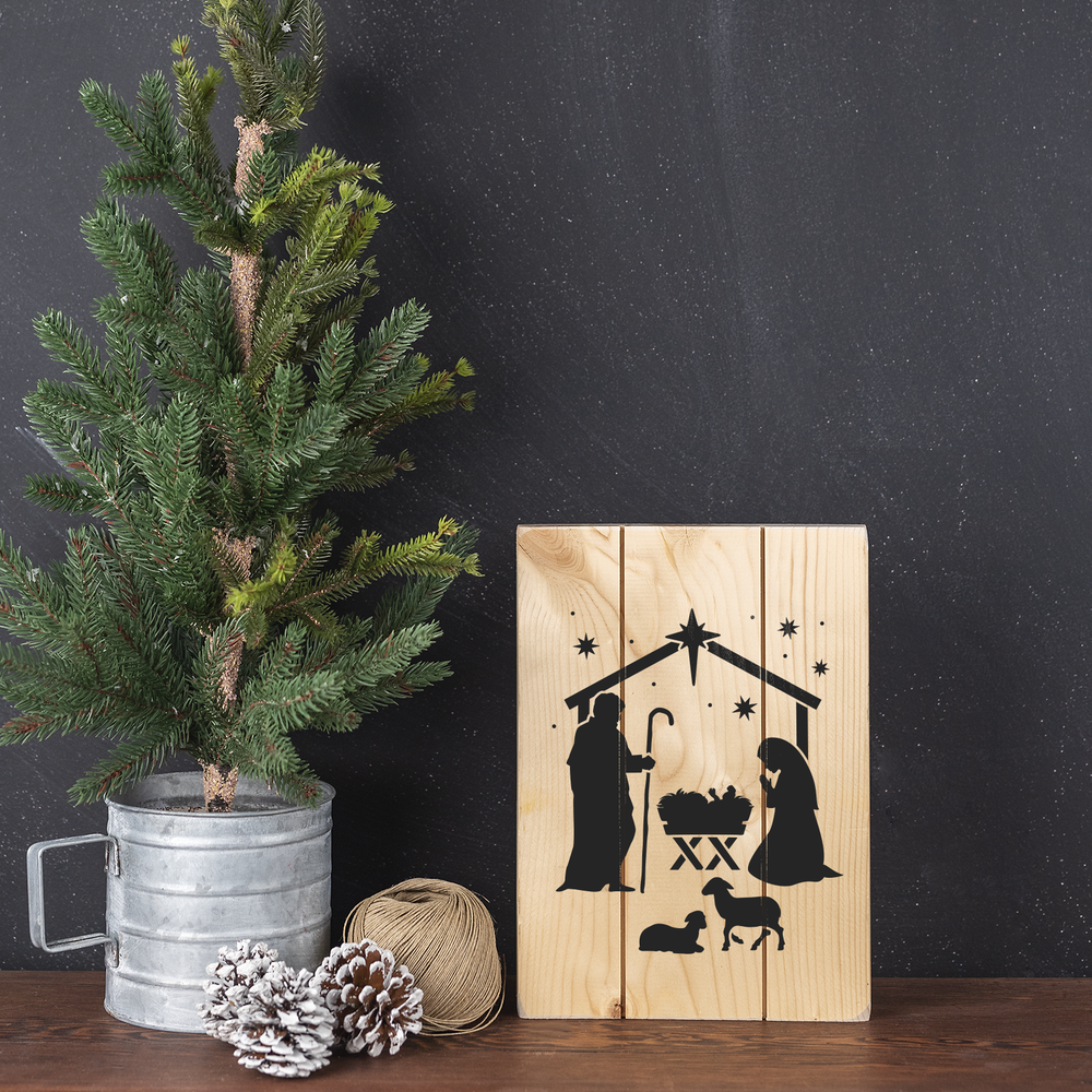 Nativity Manger Stencil - Durable & Reusable Mylar Stencils