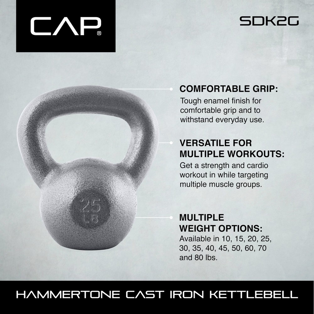 Barbell Cast Iron Kettlebell, Single, 10-80 Pounds