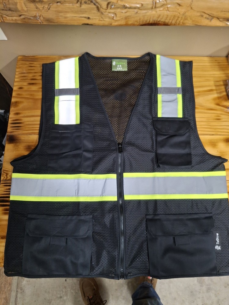 TuGlow High Visibility Safety Vest Black  M