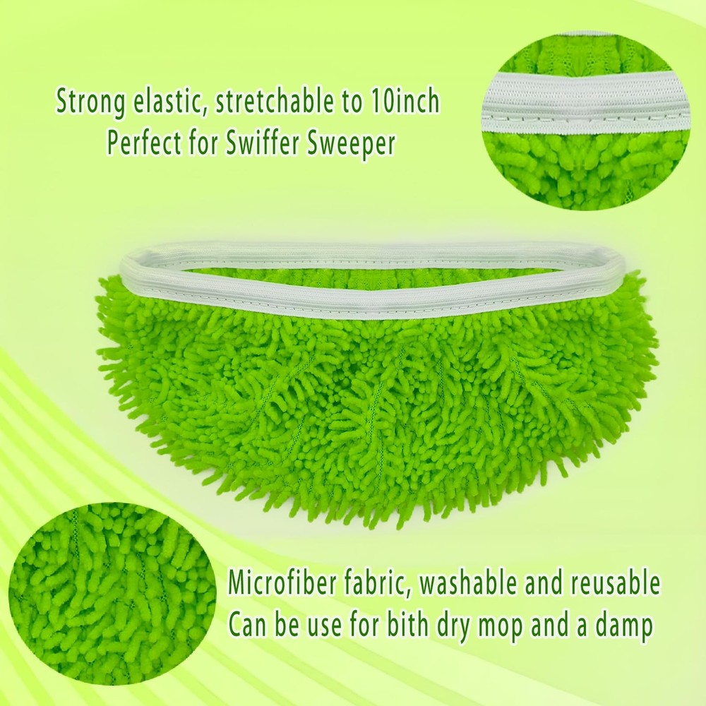 Mop Replacement Pads, Washable Microfiber, 4PCS, Green