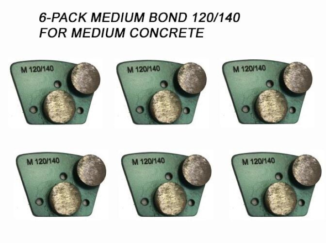 6-Pack! Diamond Grinding Discs For Bolt-on Grinder Medium Surface Grit 120/140