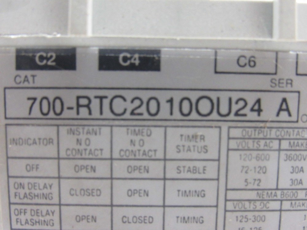 A-B Allen Bradley 700-RTC2010OU24 Ser. A Solid State Adjustable Timing Relay