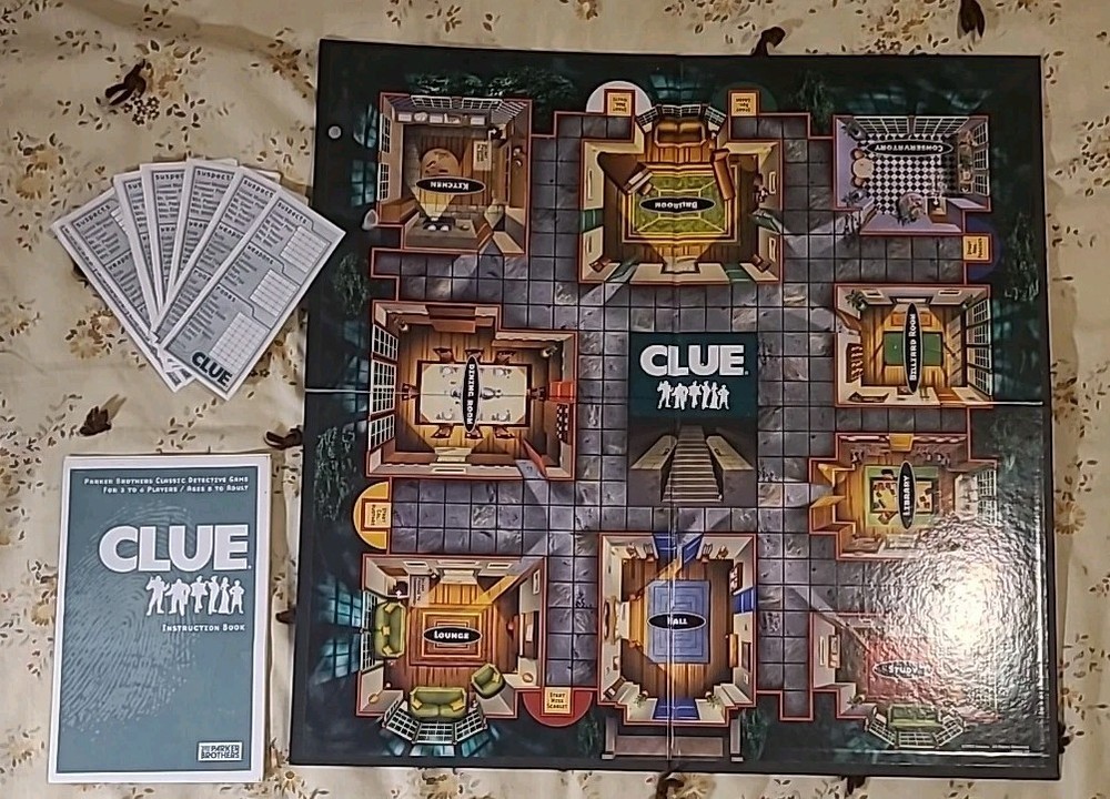 Replacement Board 16 Clue Sheets & Instructions Booklet Murder Mystery Game 2002