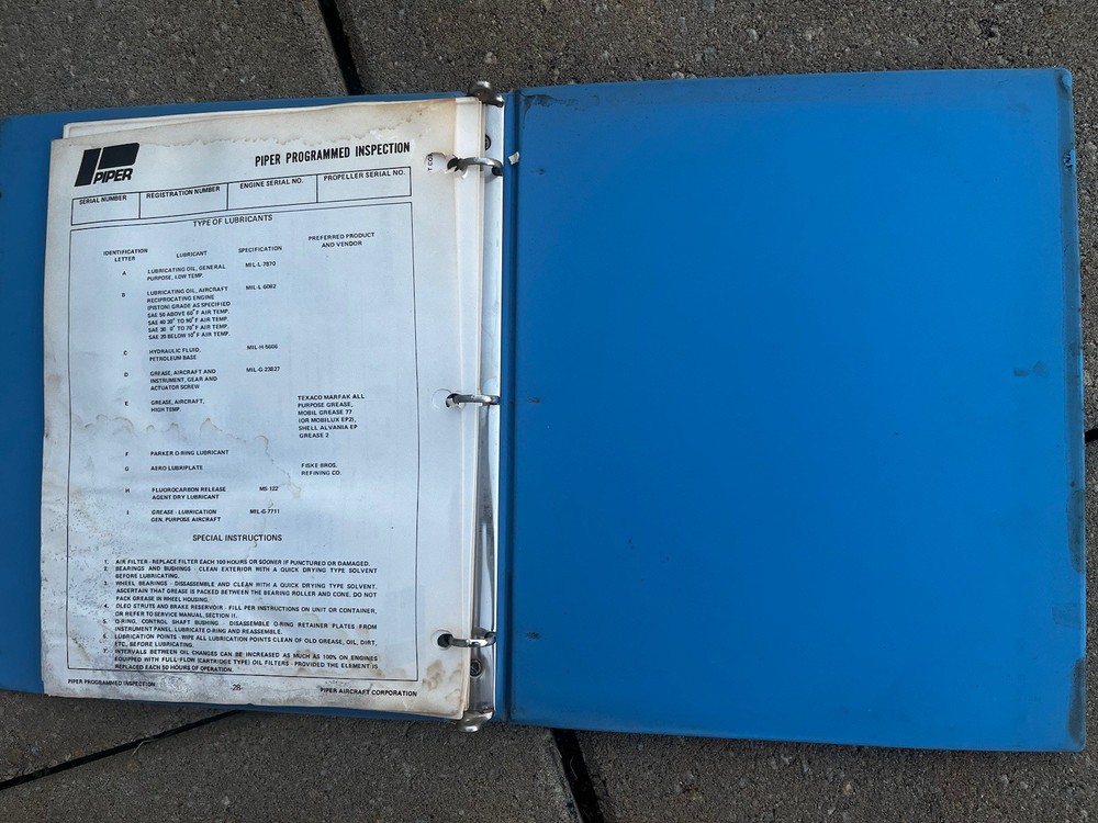 Piper Warrior Programmed Inspection 761-540 Original