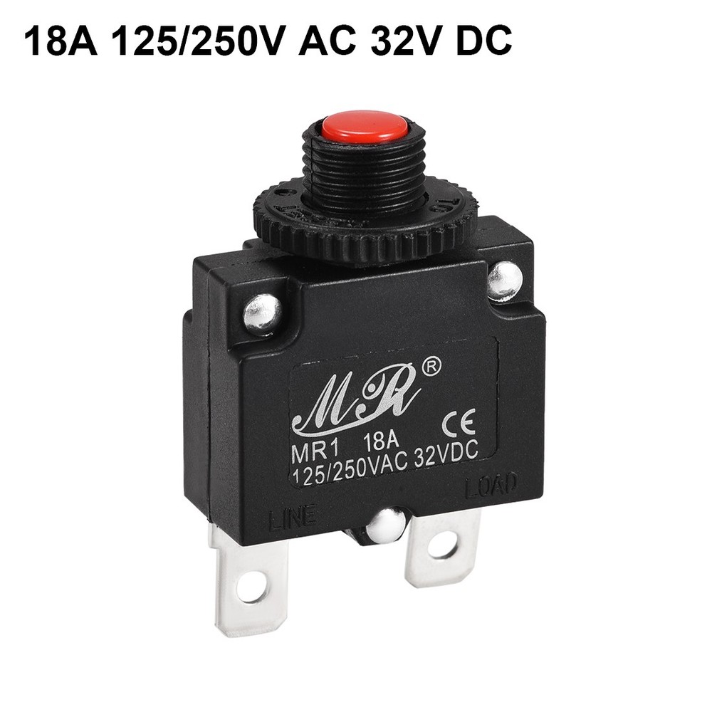 2pcs 18 A Push Button Manual Reset Overload Protector Thermal Circuit Breakers