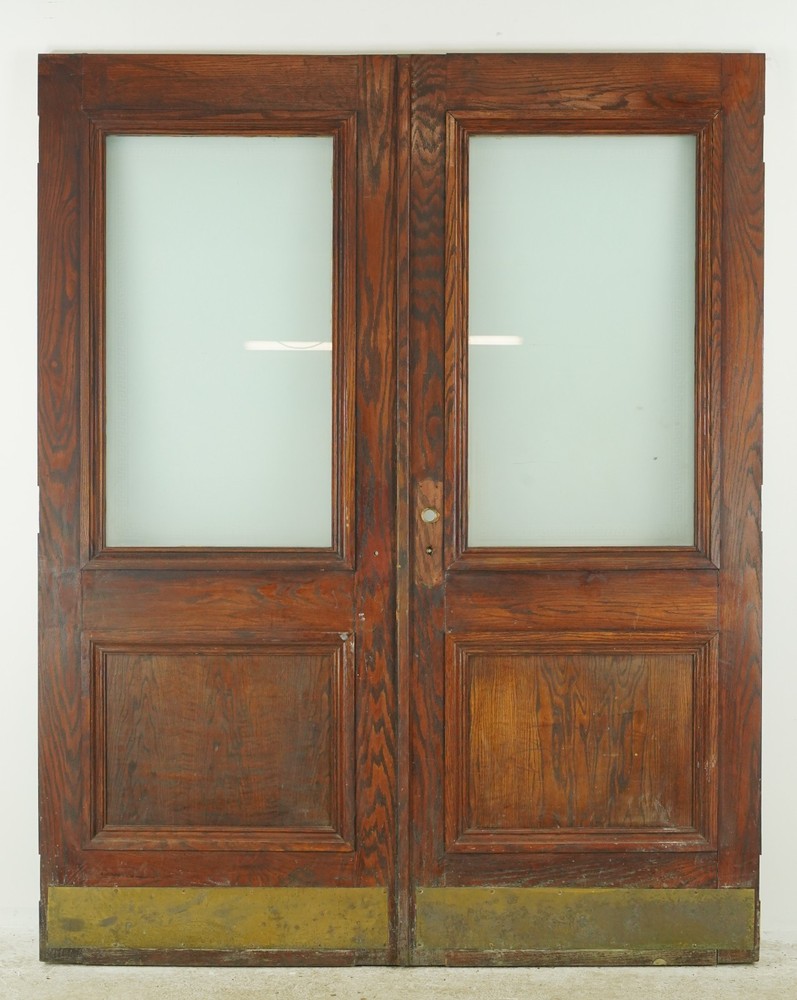 Half Lite One Panel Oak Double Doors 88.625 x 71.5 in.