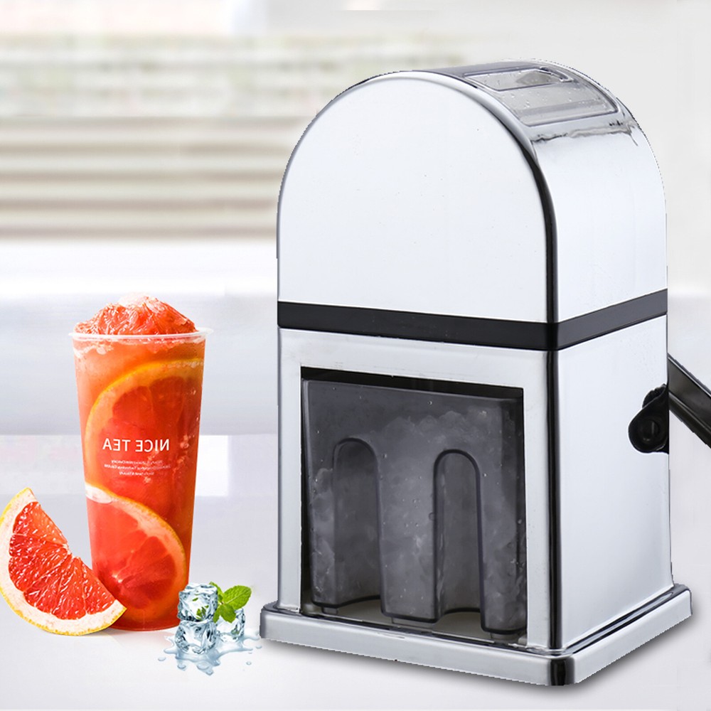 Ice Crusher Shaver Machine Stainless Crushed Ice Maker Hand Cranked Ice Crusher
