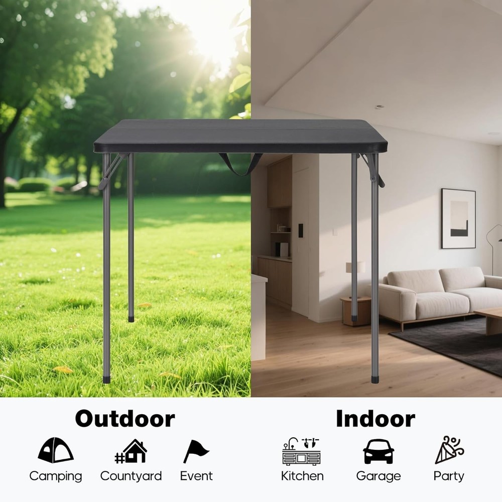 34" Square Folding Table for 4 Person, 330lbs Weight Capacity Foldable Table wit