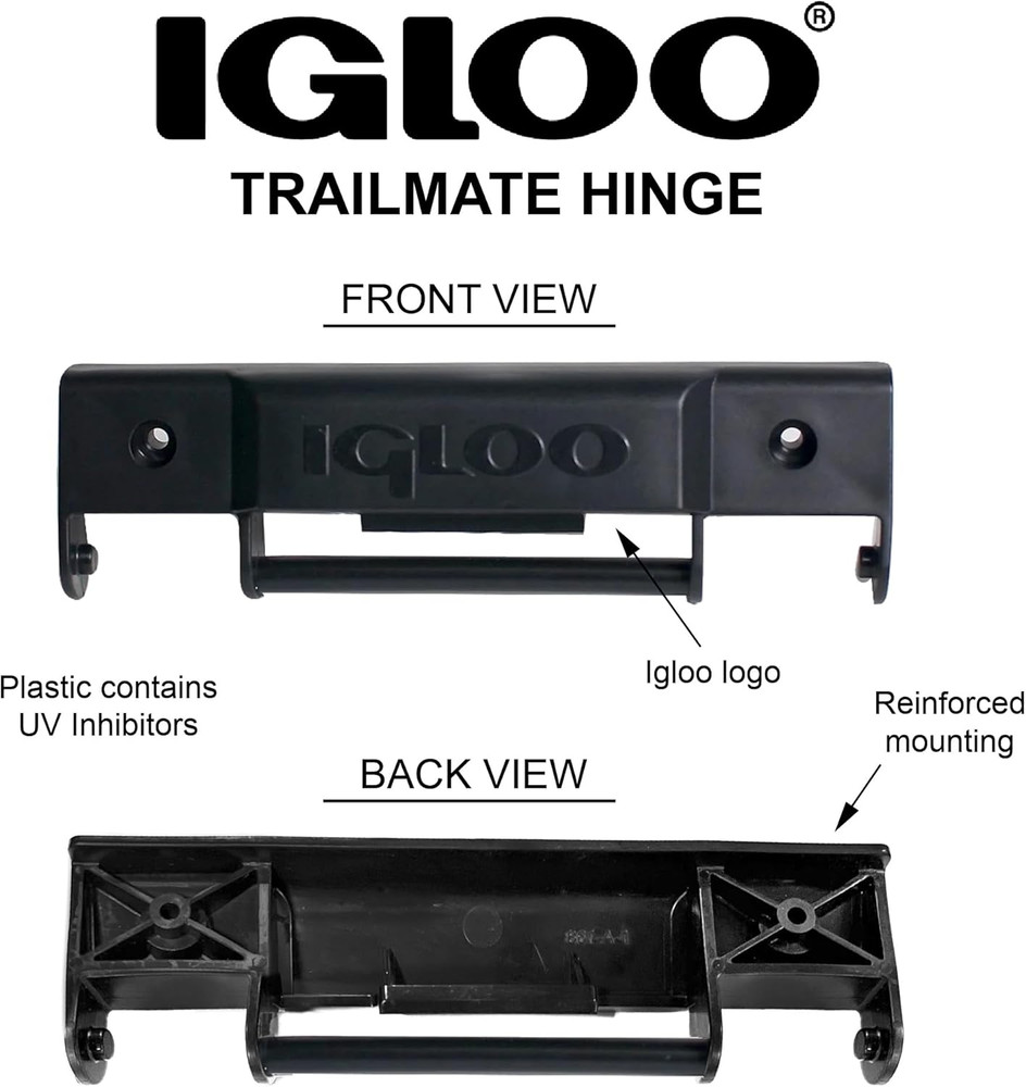 Trailmate Cooler Replacement Snap-On Hinge, Plastic, Black