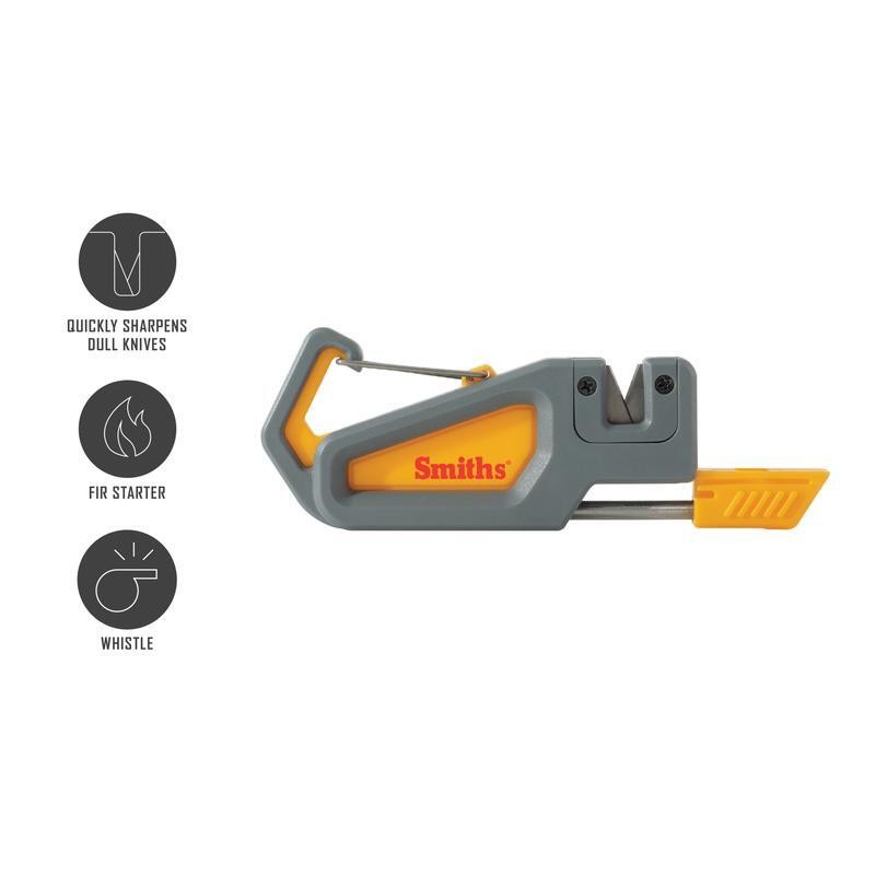 Compact Knife Sharpener Fire Starter Survival Multi-Tool W/ Whistle Carabiner US