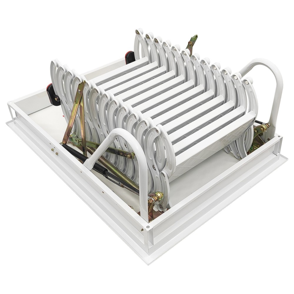 9.8ft Hidden Telescopic Folding Ladder White Attic Pull Down Ceiling stairs