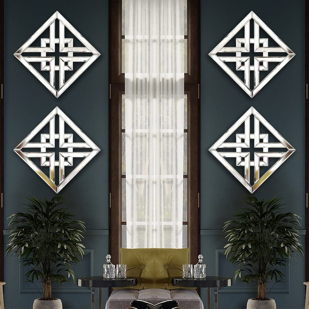 Decor Mirror Size 12x12 inches Square Mirrored Silver Wall Decorative Mirror ...
