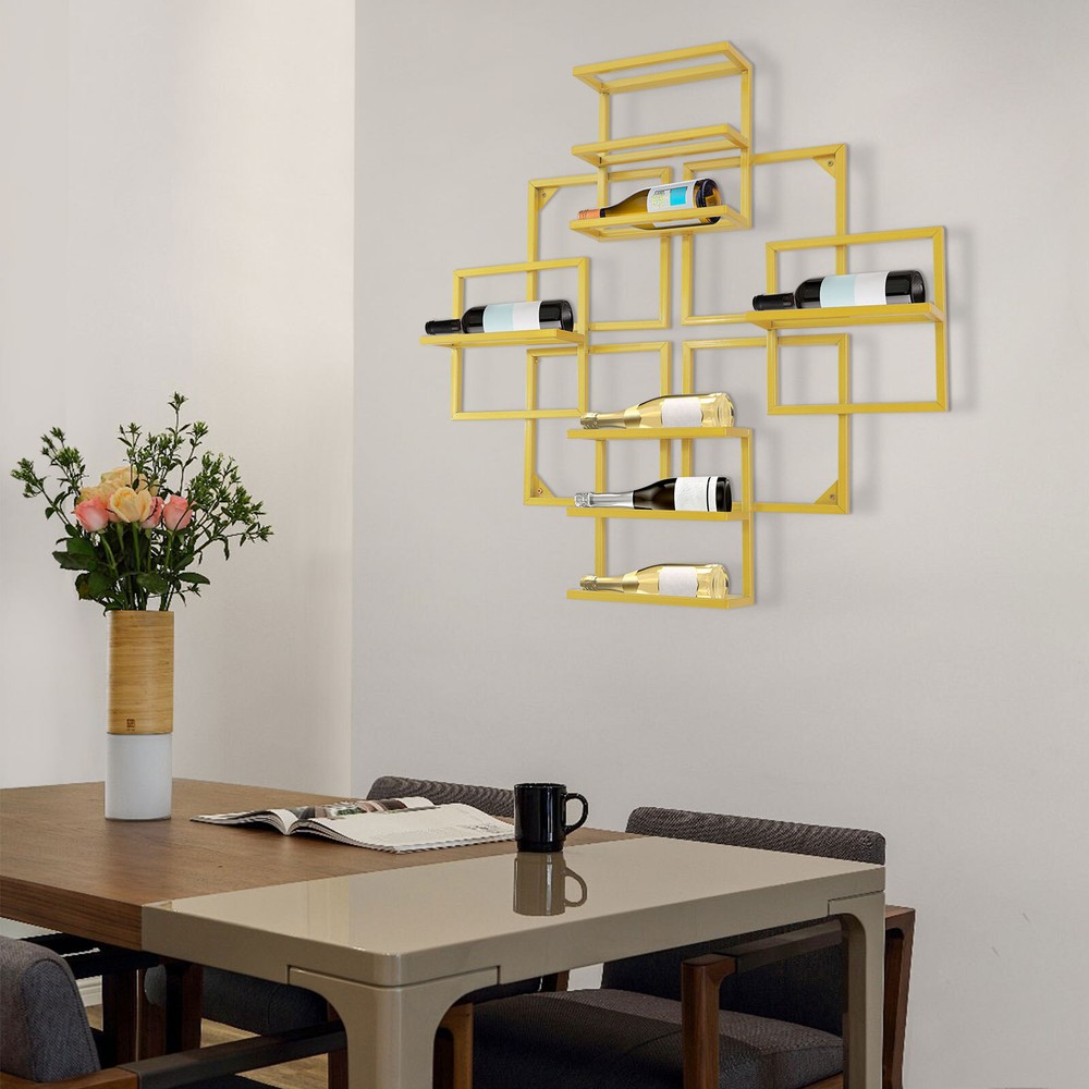 8 Bottles Wine Storage Display Rack Organizer Bottle Holder Wall Mounted