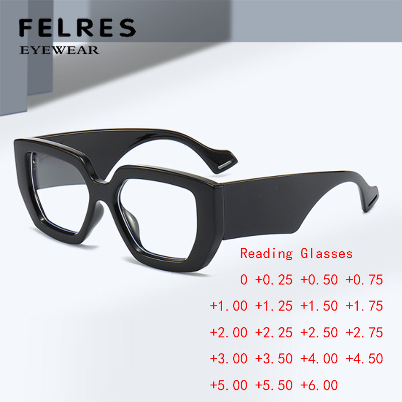 Women Blue Light Blocking Thick Frame Reading Glasses Square Clear Lens Glasses
