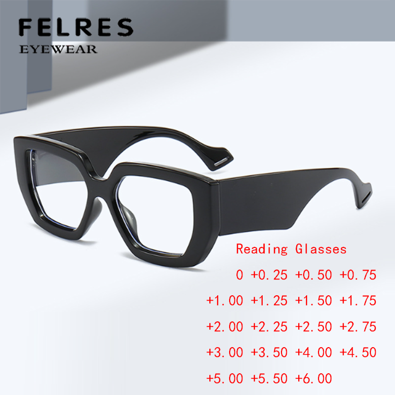 Women Blue Light Blocking Thick Frame Reading Glasses Square Clear Lens Glasses