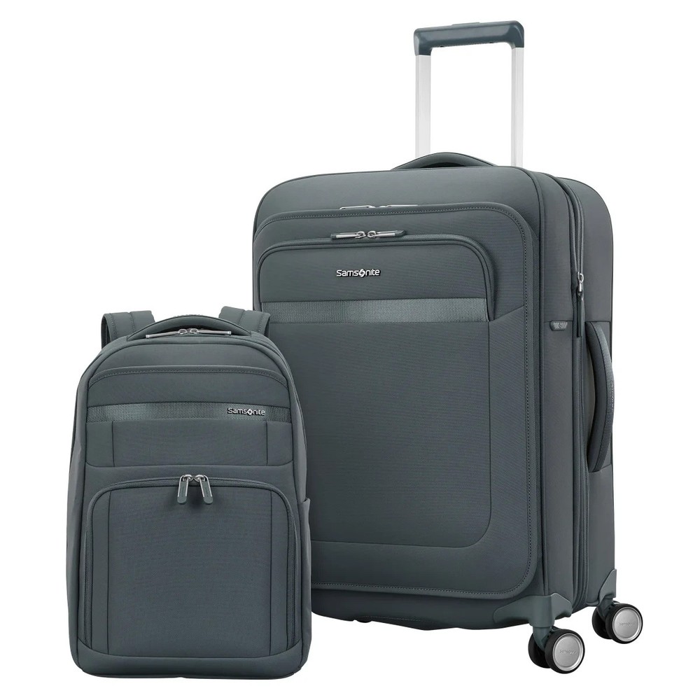 2-Piece Softside Expandable Spinner Luggage Set + Laptop Backpack Polyester