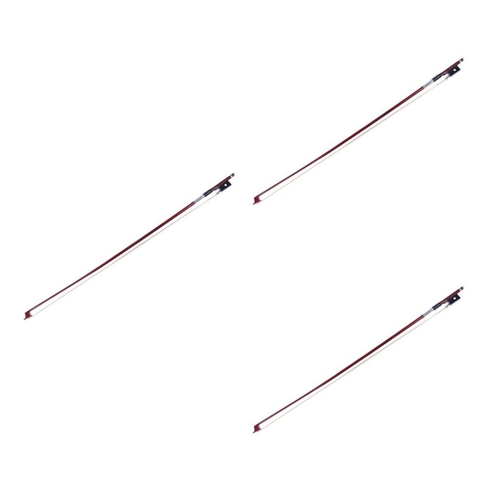 3 Pieces Ebony Violin Parts Replacement Bow for 1/4 Size Octagonal