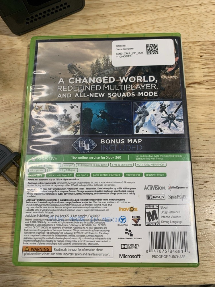 Microsoft Xbox 360 Console Bundle NewPowercord Ghost Controllers READdescription