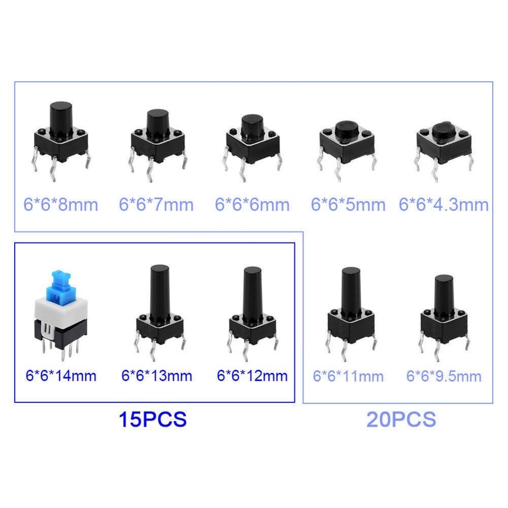 Push Button Tactile Switch Kit 180 Pieces Boxed for Electronic Device Repairs