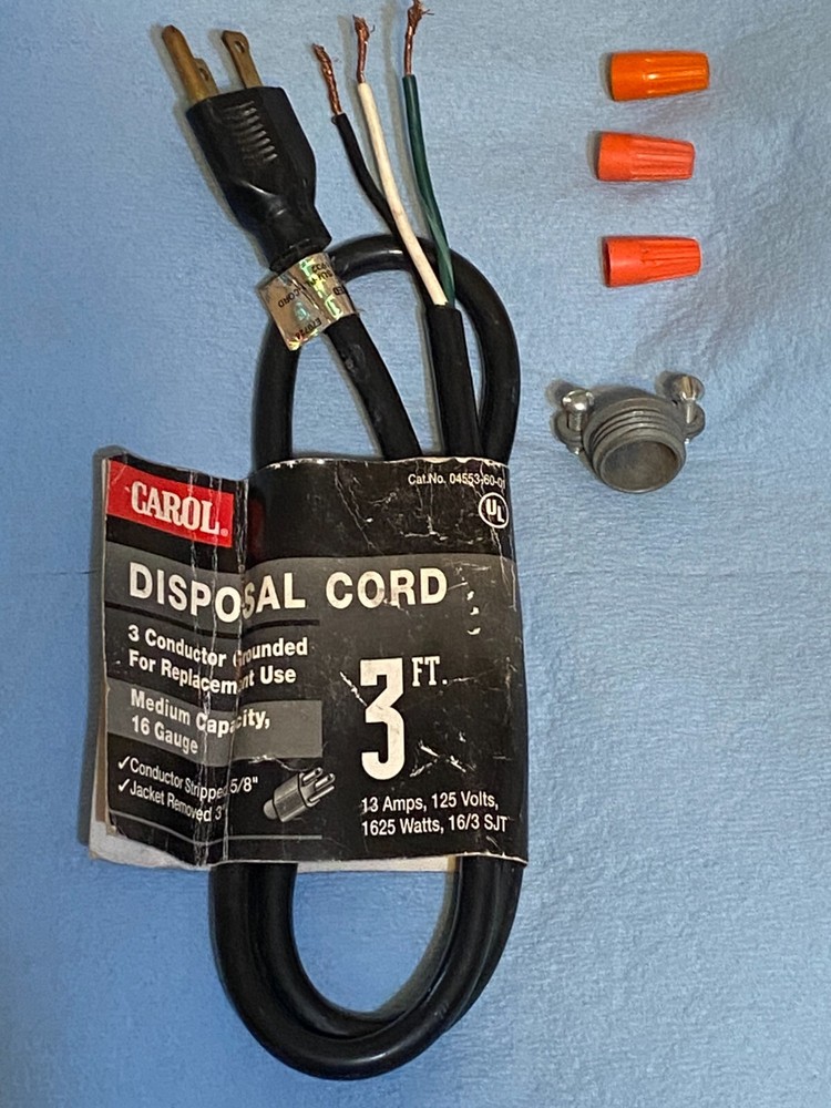 Garbage Disposal Power Cord Kit InSinkErator Emerson - Black