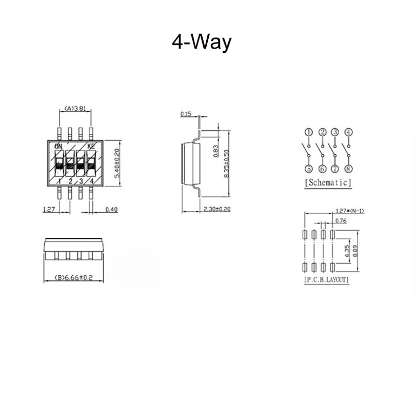 2 Way 4 Way 8 Way SPST SMD DIP DIL Toggle Switch 1.27mm Code Switch 1 TO 50Pcs