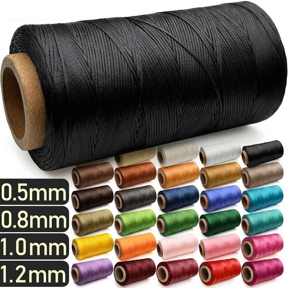 Flat Waxed Thread for Leather Sewing Wax String Polyester Cord Craft Stitching