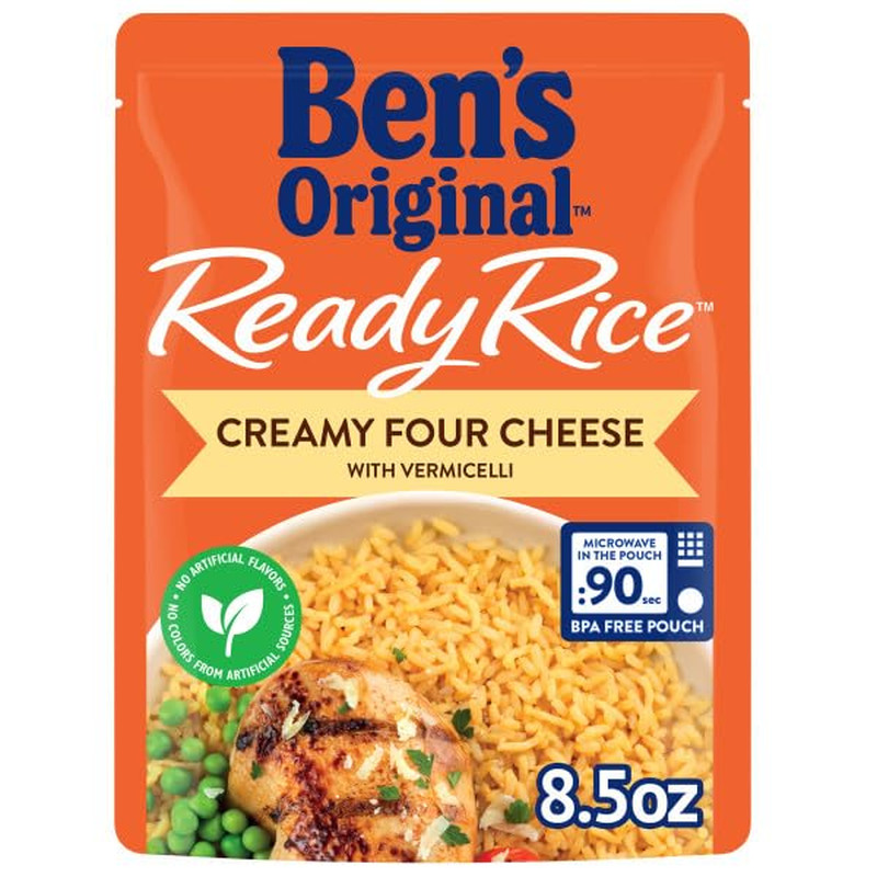 Ready Rice Creamy Four Cheese Flavored Rice, Easy Dinner Side, 8.5 Oz Pouch (Pac
