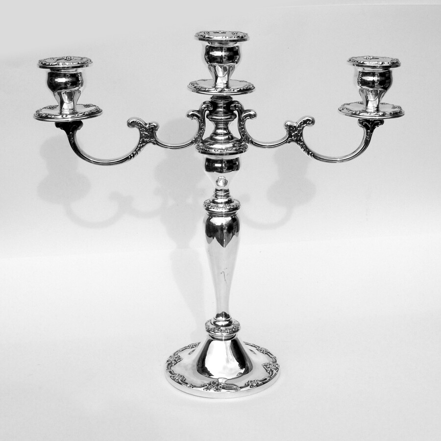 Melrose Three Light Candelabrum Gorham Sterling Silver 1948