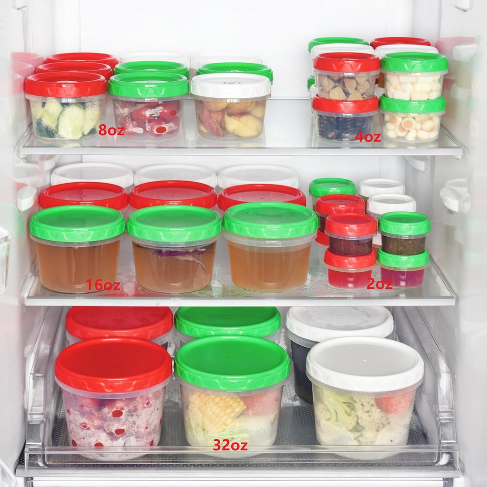 8 Oz Small Freezer Containers with Lids Stackable Plastic Food Storage Container