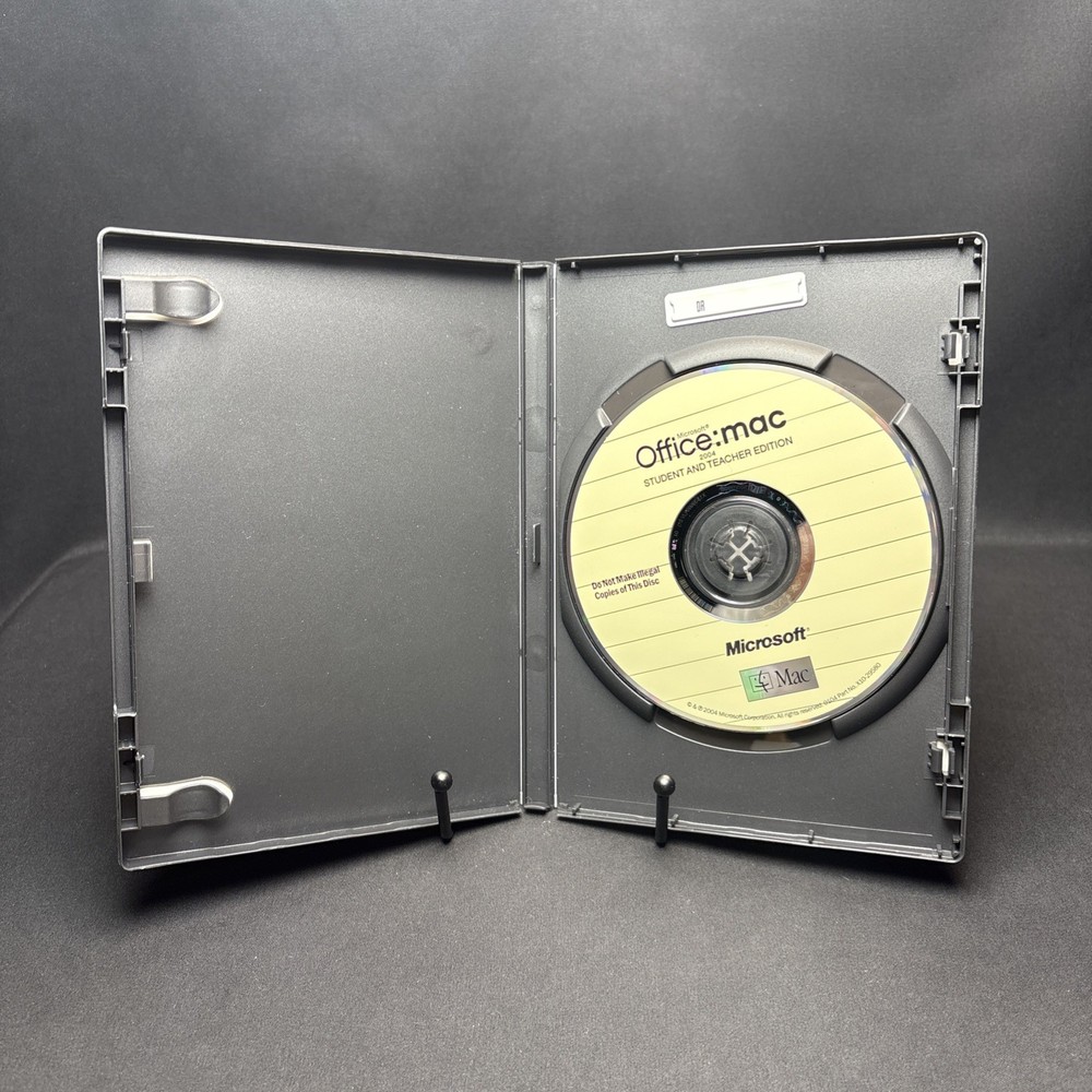Microsoft Office Mac 2004 Student and Teacher Edition Software Disc and Case