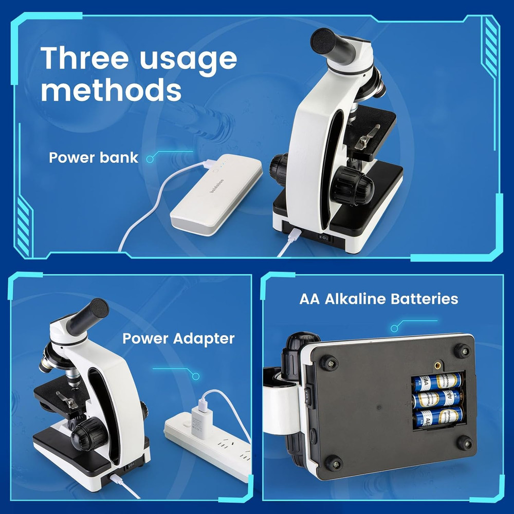 Microscope for Adults Kids 40X-2000X Compound Monocular Microscope for Students