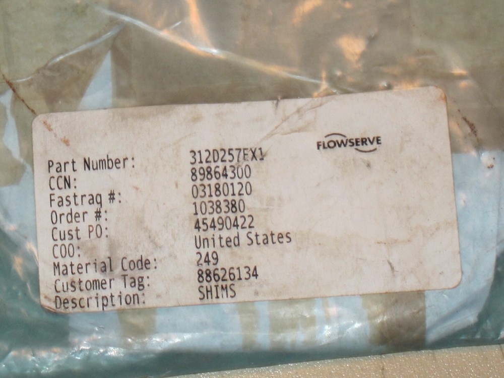 Flowserve shims 3120257FX1, New
