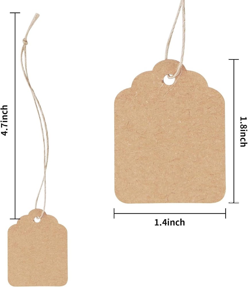 500PCS Kraft Paper Hang Tags with String - Essential for Pricing & Labeling