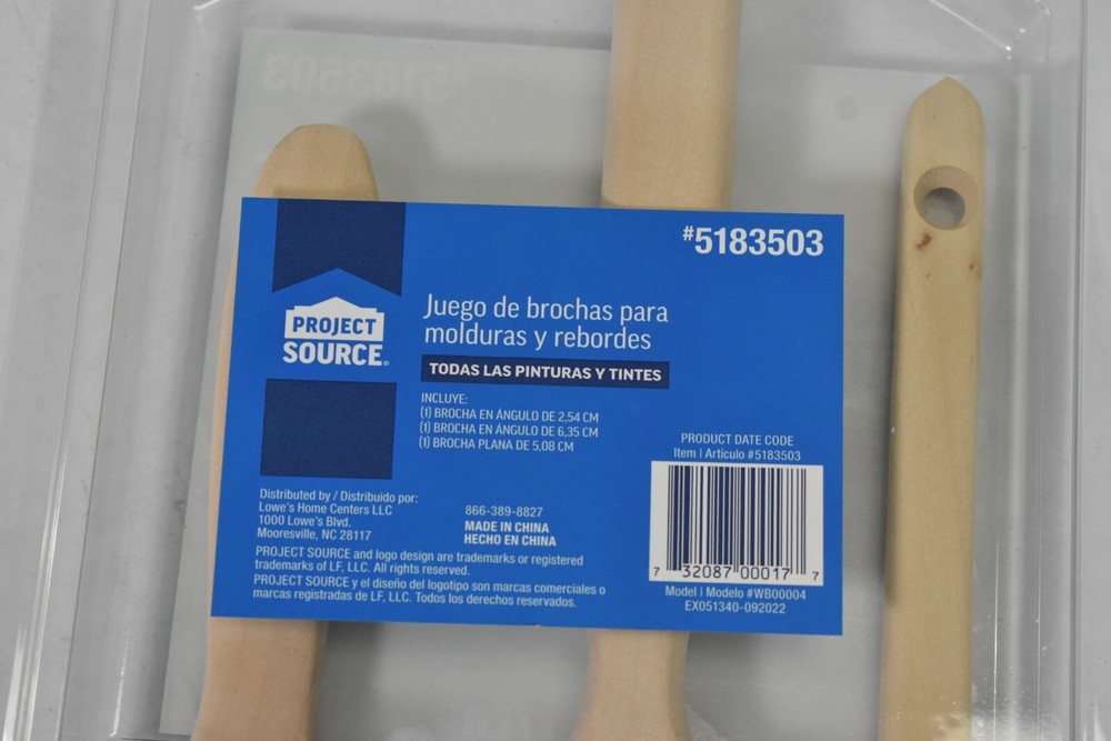 Project Source 3 Pack Better All Paints & Stains Flat/Angle Brush Set Kit