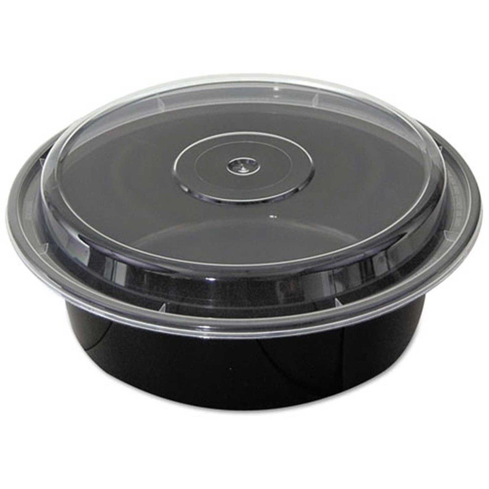 VERSAtainer Microwavable Round Containers 32 oz. 7" Diameter Black/Clear - 150