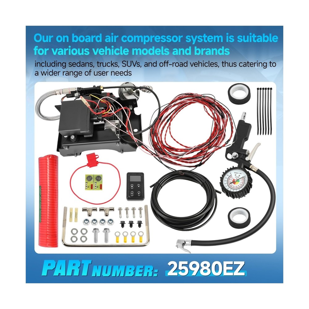 25980EZ Wireless On Board Air Compressor System, Air Spring Compressor Kit, w...