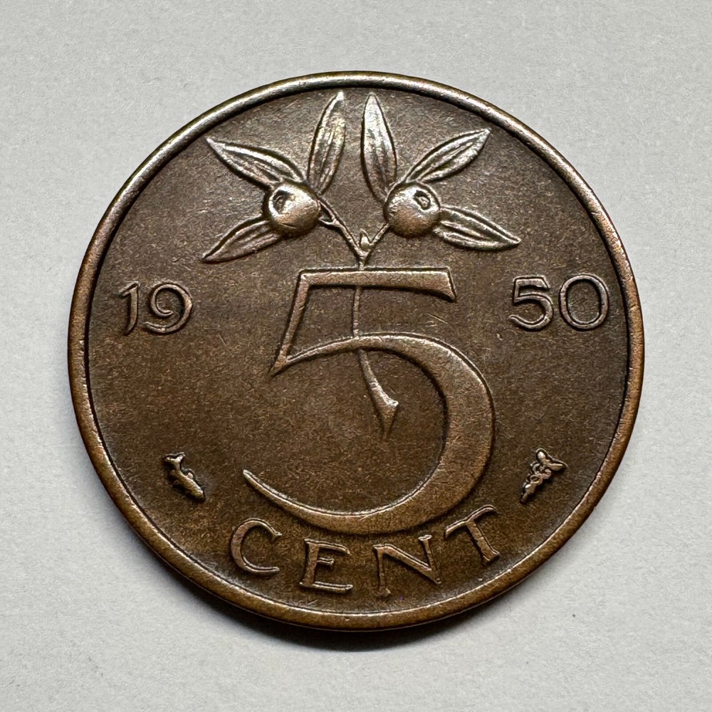 1950 Netherlands 5 Cents - Beautiful Coin - #B-068