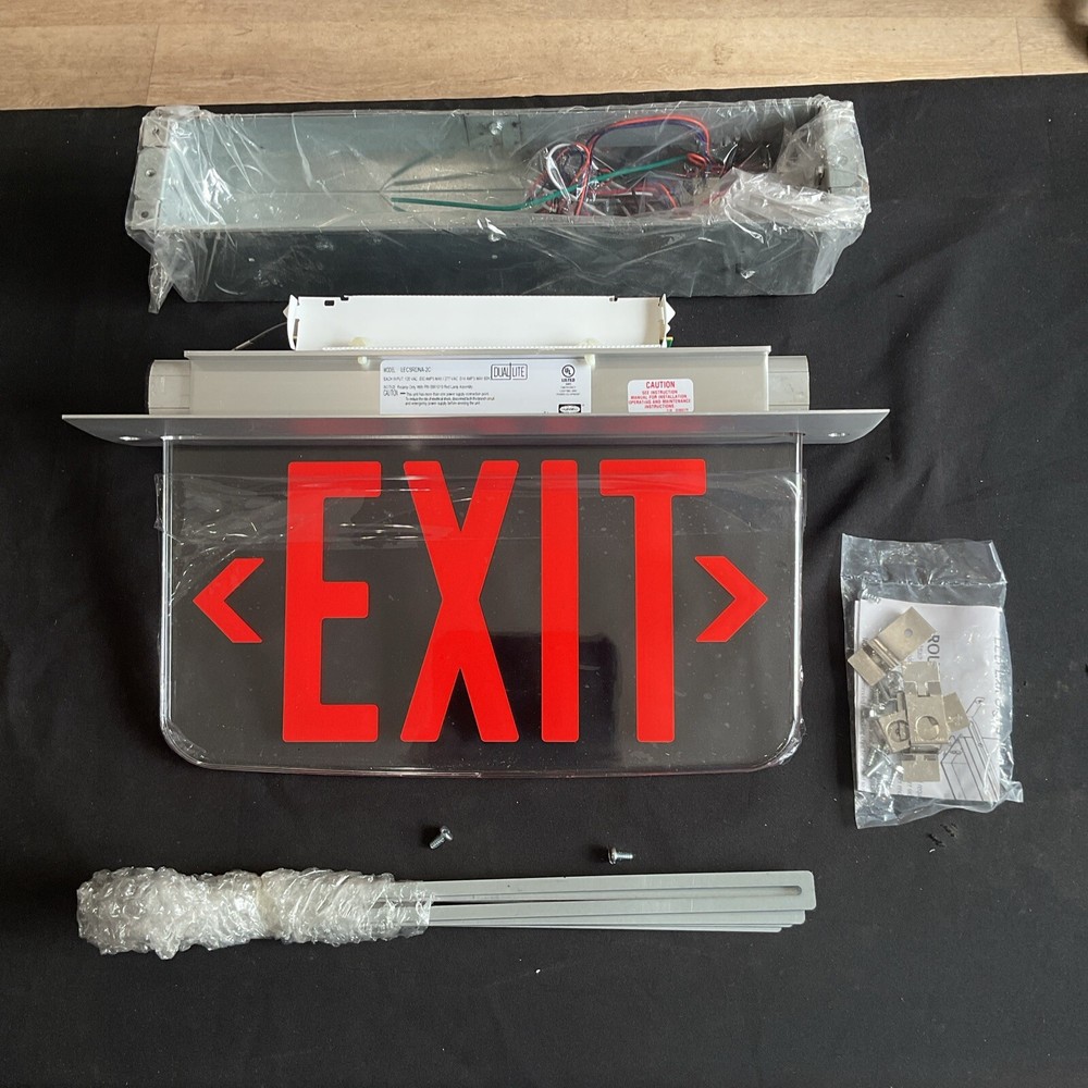 Dual Lite LED Emergency Exit Double Face Sign White LECSRDNA-2C A2