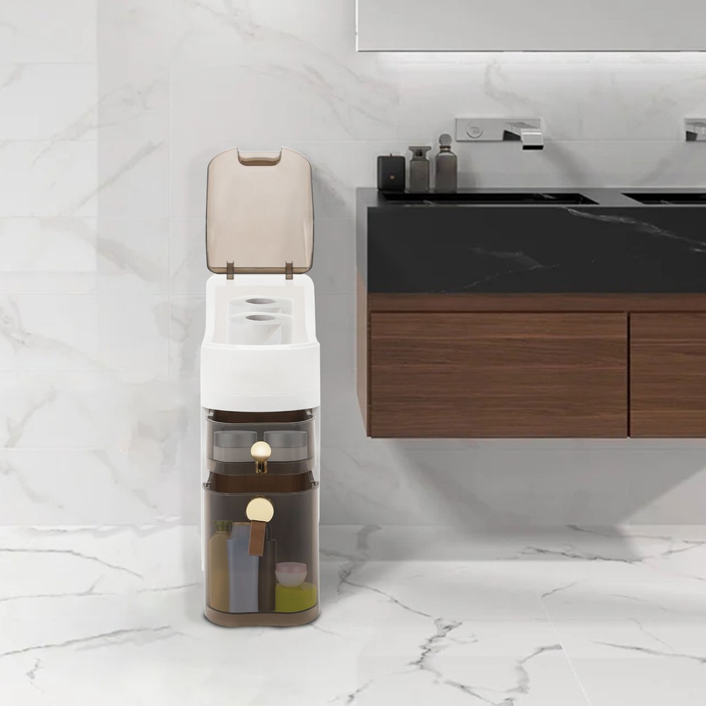 2-Tier Bathroom Cabinet Modern Rolling Bathroom Storage Shelf with 2 Drawer