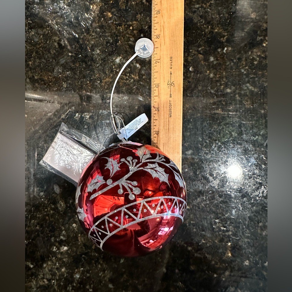 NWT Light-up Red & Silver Ornament- 4"