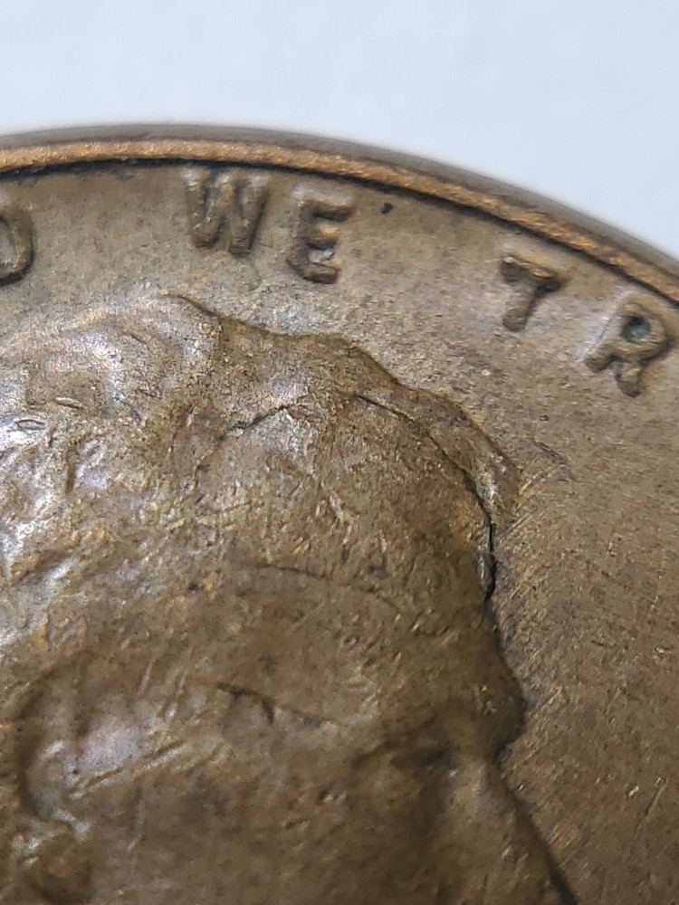 1957 D cracked skull error Lincoln Wheat Cent#61
