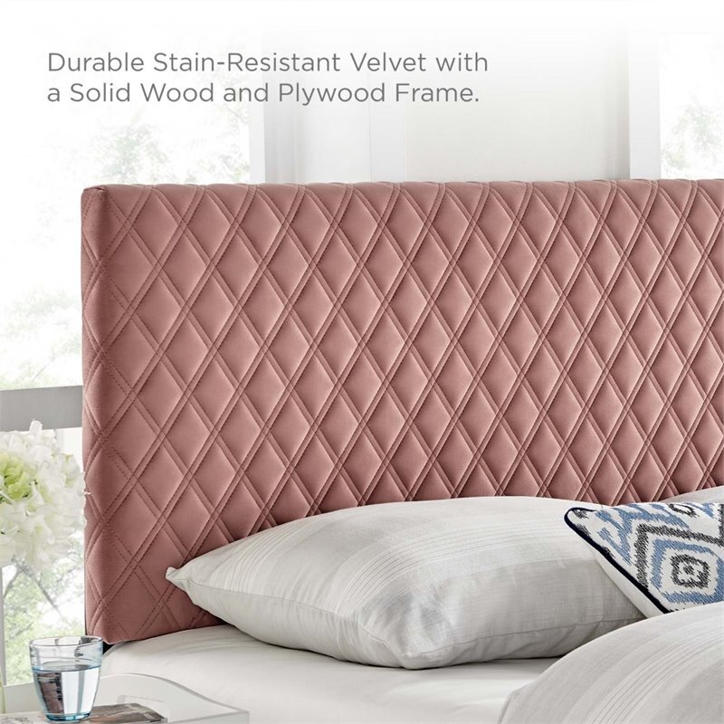 Modway Angela Performance Velvet Tufted King Headboard in Dusty Rose