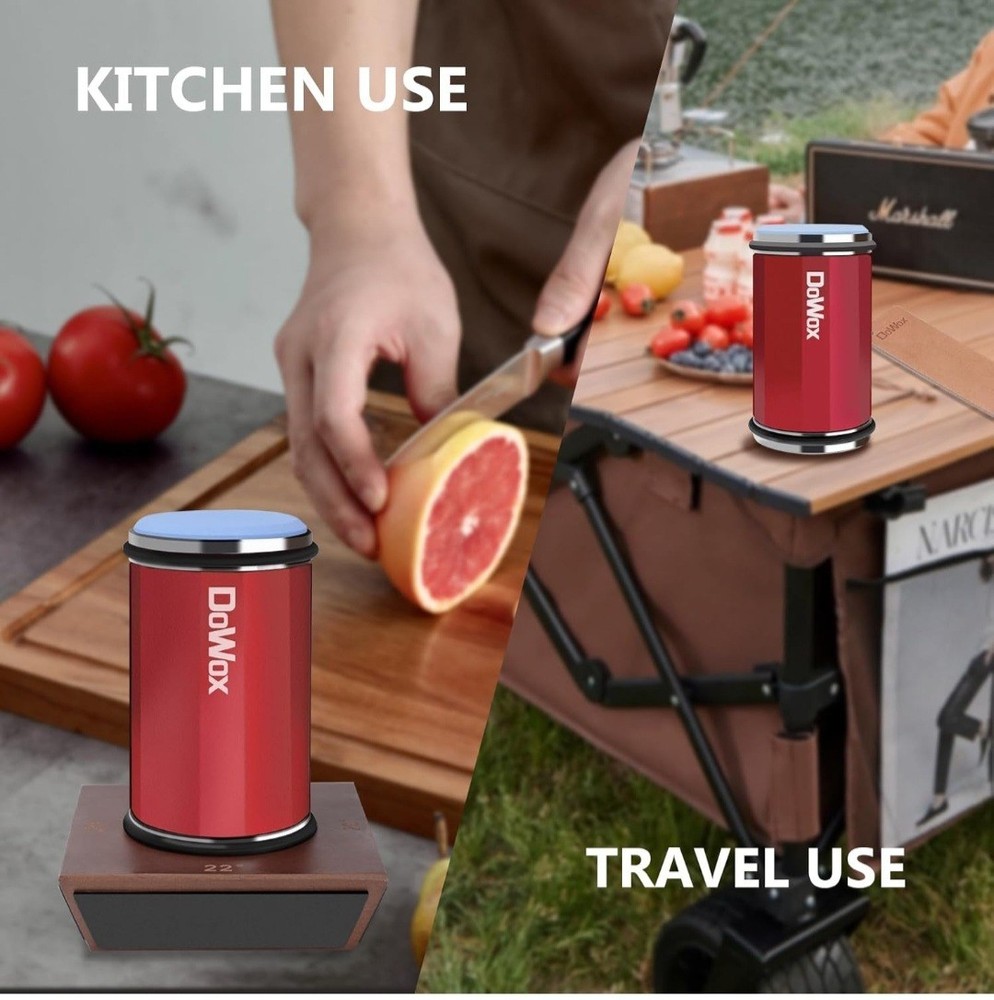 Longer Rolling Knife Sharpener with Leather Strop, Upgraded Rolling Knife...