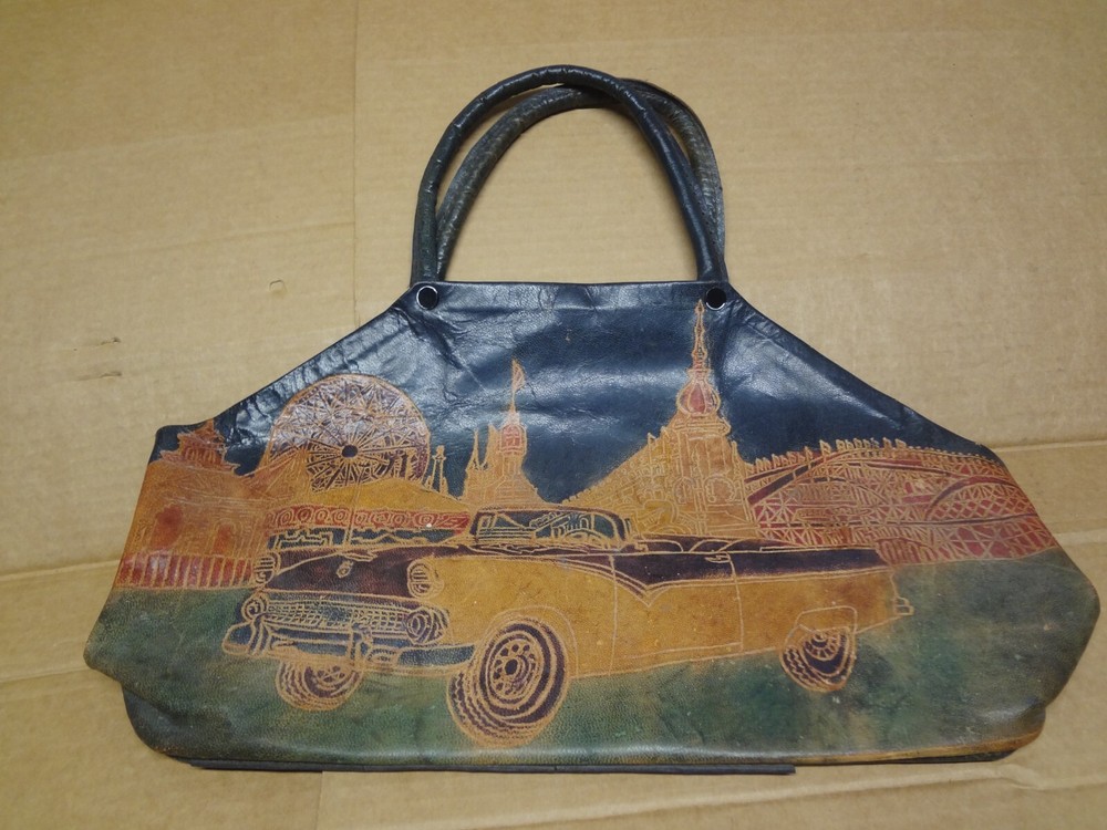 Leather Handbag featuring A 1955 Ford Convertible