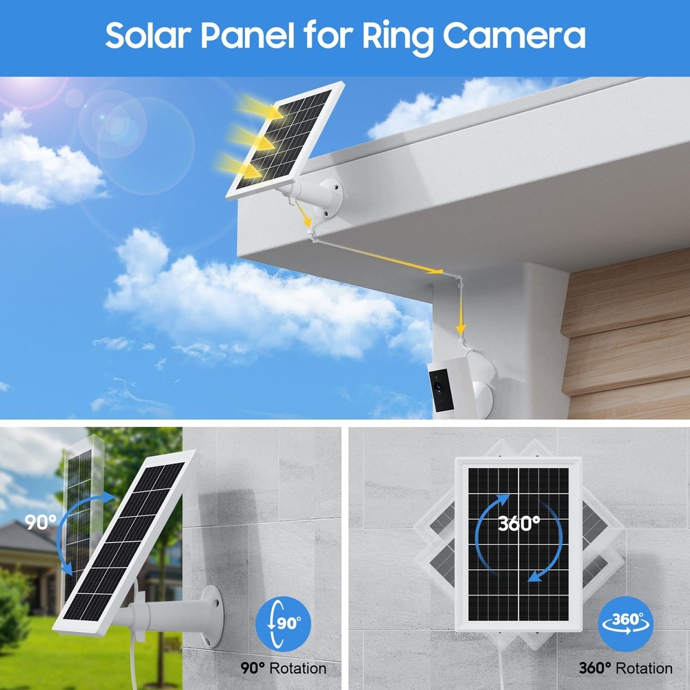 Solar Panel for Ring Camera, 2 Pack solar panels for Ring Security Camera, 5W...