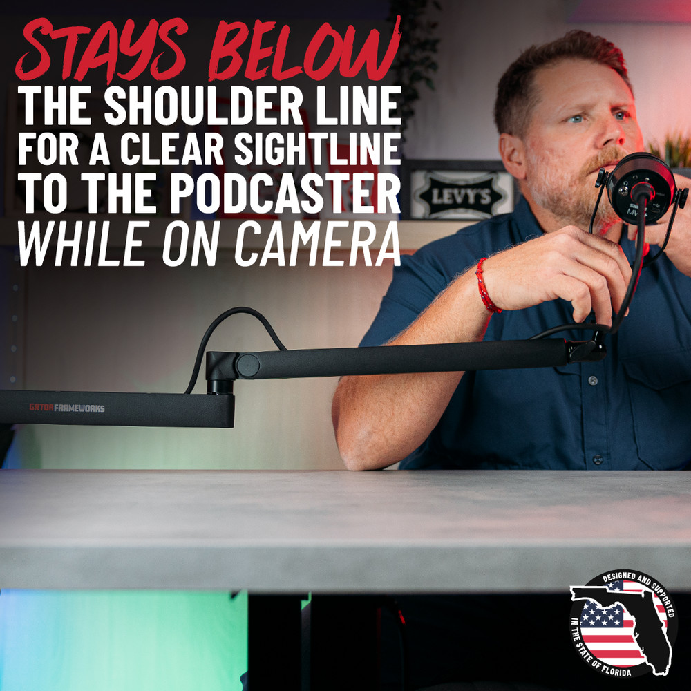 Gator Frameworks Low-Profile Series Premium Broadcast Boom Arm Fully Adjustable