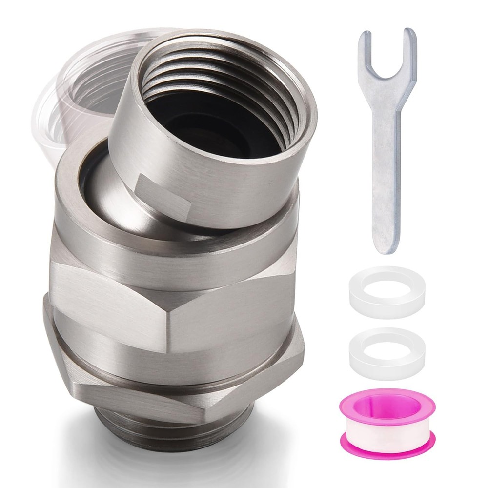 Shower Head Swivel Ball Adapter, Connector Joint, Brushed Nickel