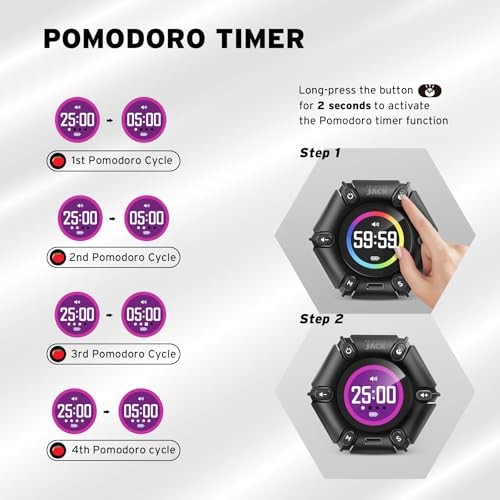 Jack Pomodoro Timer - Productivity Cube, Visual Focus Timer, Mute & Real Black