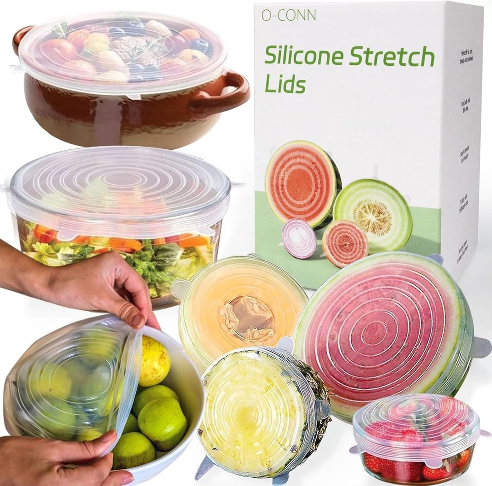 7-Piece Reusable Silicone Stretch Lids Set – Eco-Friendly Food Storage Solution